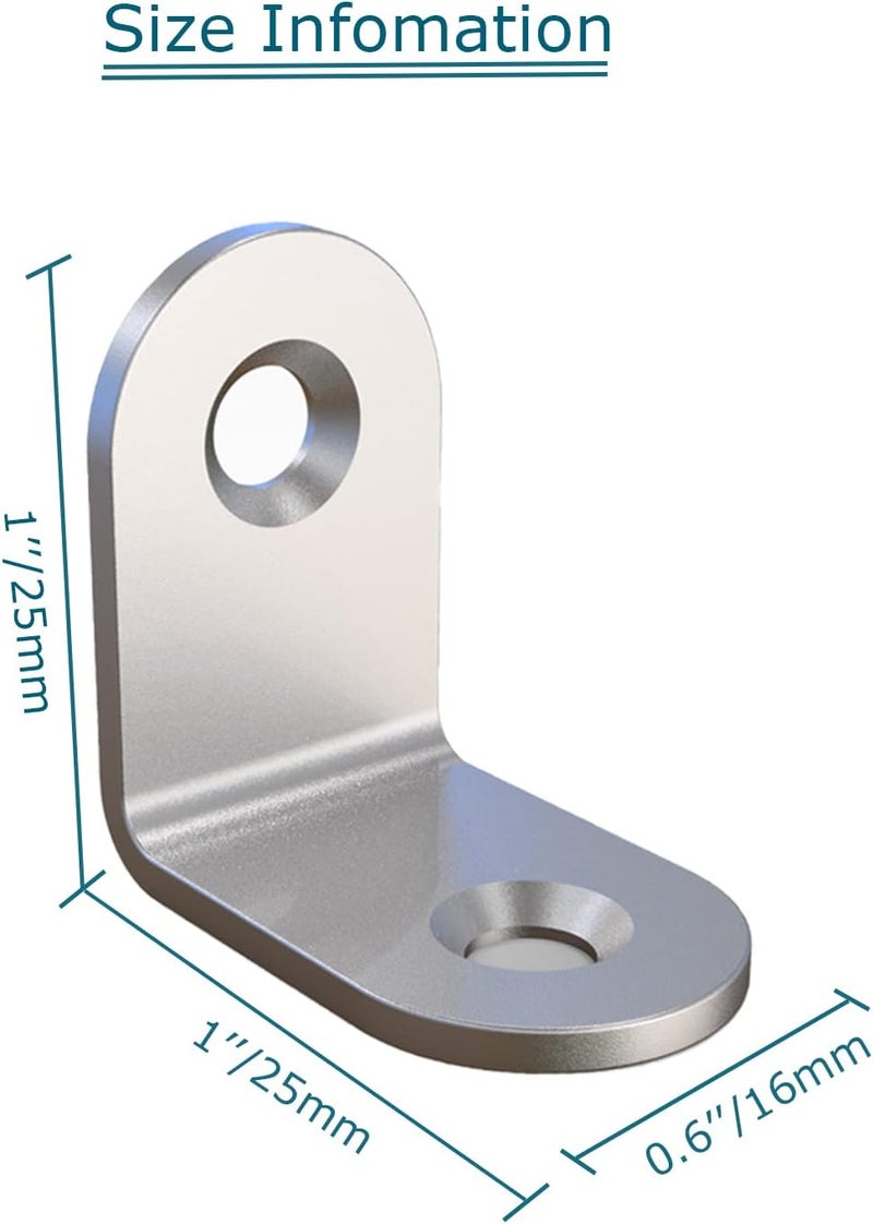 Aufuga Corner Brace, L Bracket, Corner Brackets of Stainless Steel,Small Angle Support for Home Improvement, Metal Iron Braces for Wood (Silver_1x1x0.6inch_50pcs) - Image 5
